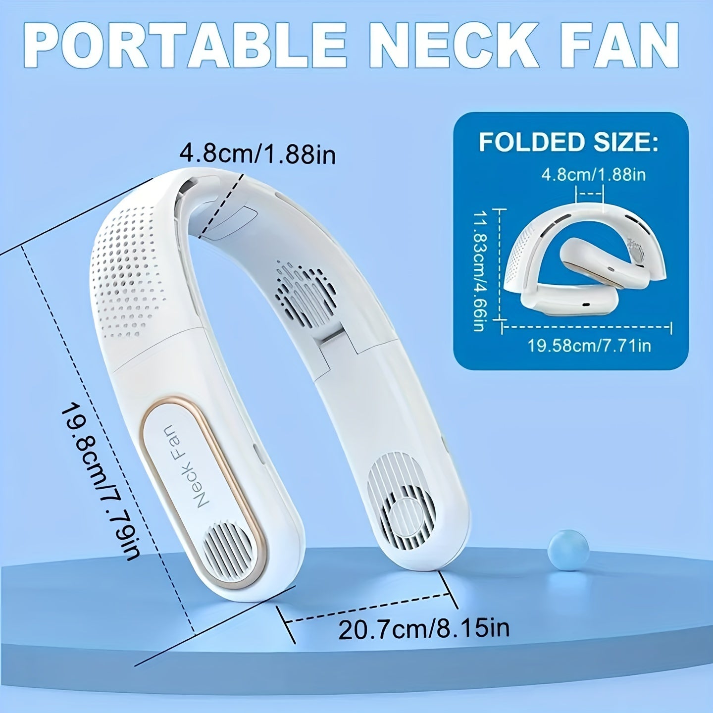 Portable Hanging Neck Fan with USB Charging Silent Cooling for Outdoor Use