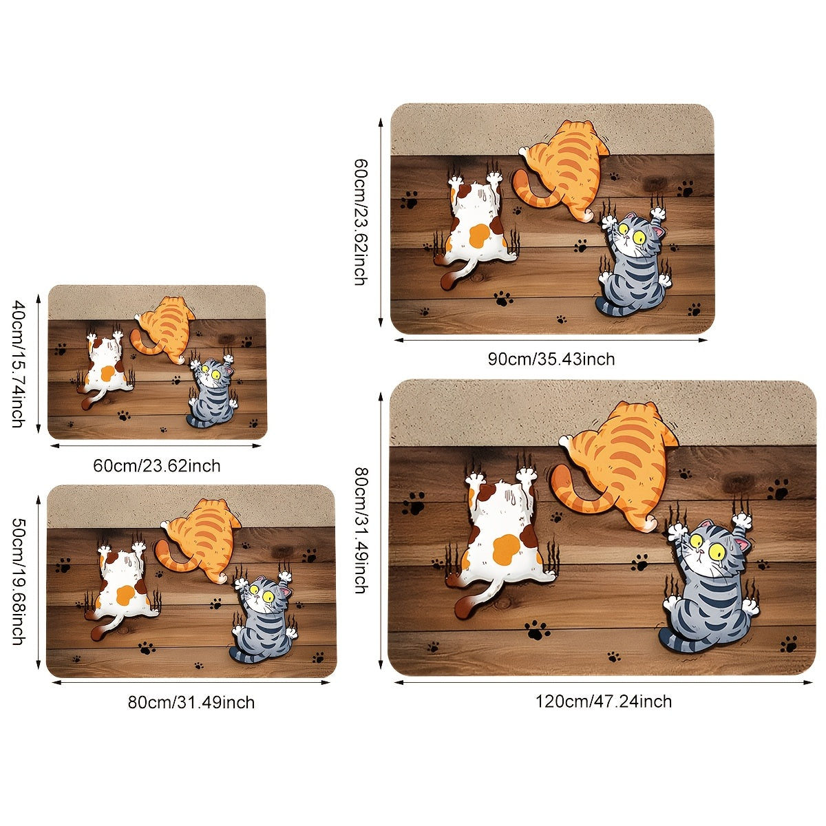 Multfilm Mushuklar Doormat Qattiq Bo'lmagan, Yoqimli Bo'lmagan, Tozalanmaydigan Ichki Tashqi Pol Gilam