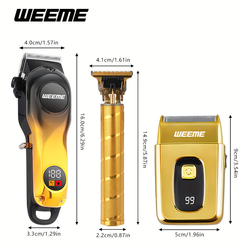 Мужской набор для стрижки и бритья, электробритва, роторный триммер, T-образная бритва, триммер, USB-зарядка, ЖК-дисплей, уход за собой
