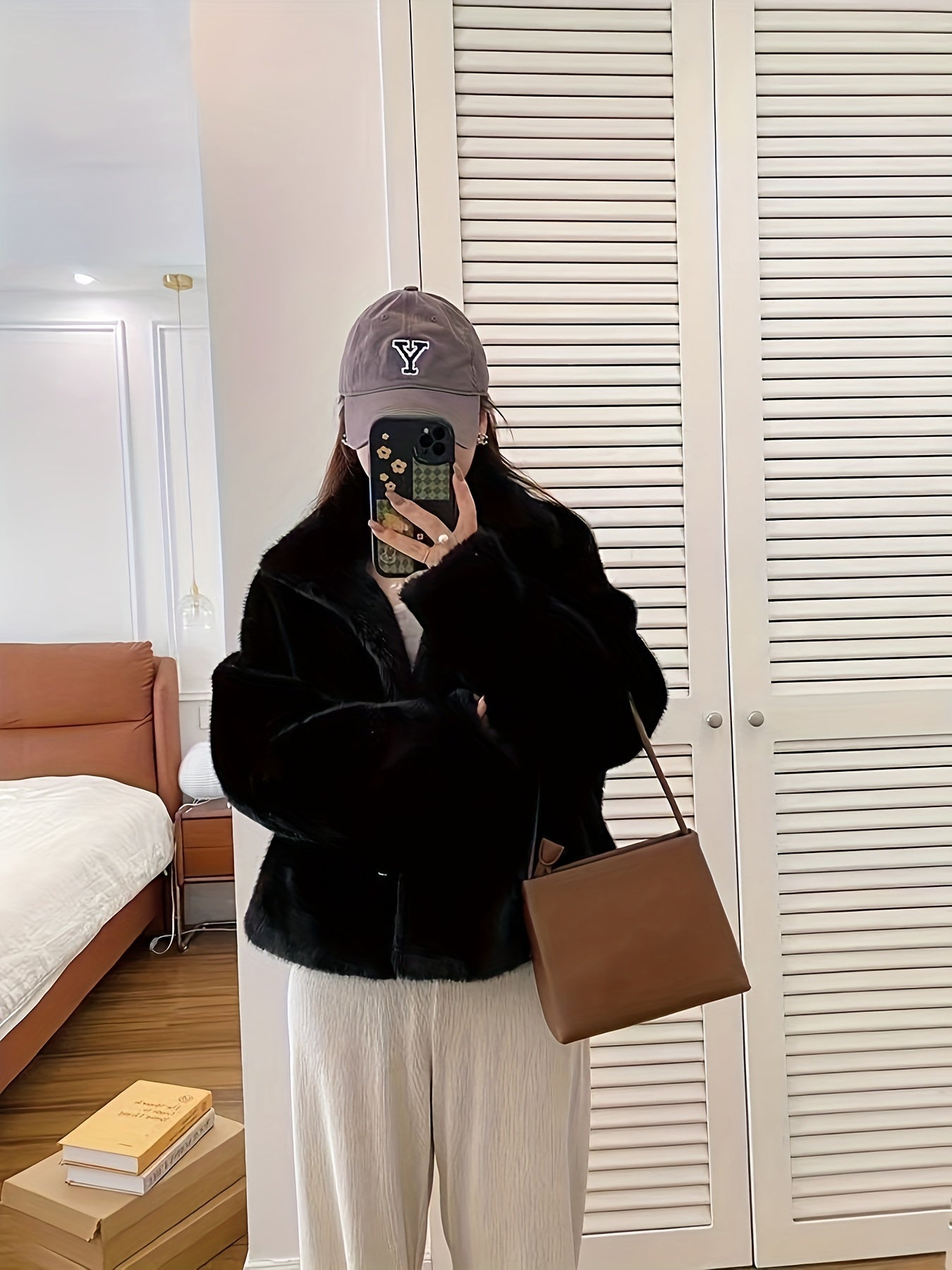 Women's Faux Fur Coat Long Sleeve Open Front Casual Winter Solid Color