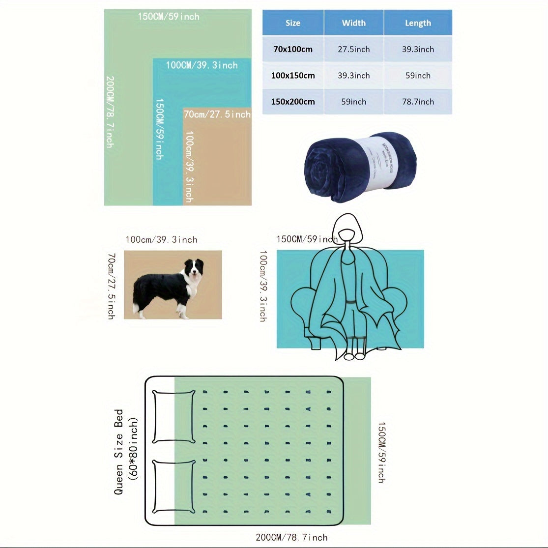 Fleece Blanket for Couch Solid Color 300GSM Soft Fuzzy Cozy All Seasons