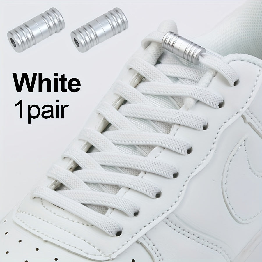 Unisex Nylon No-Tie Shoelaces with Adjustable Metal Buckles 1 Pair