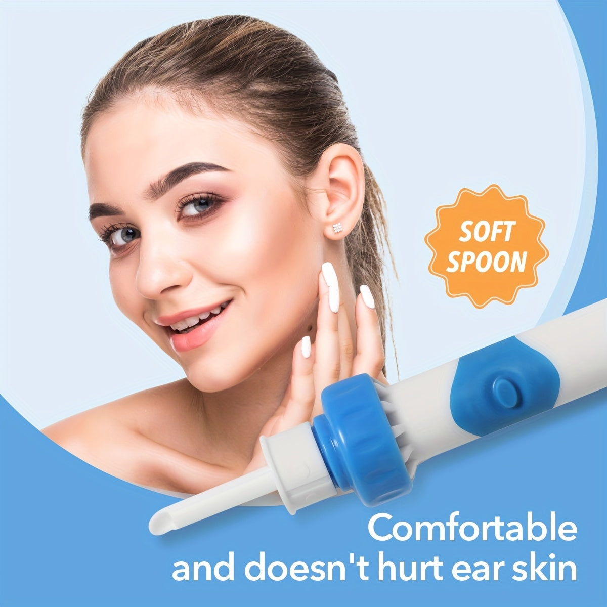 Battery-Free Earwax Cleaner Kit in Blue and White Ergonomic Design
