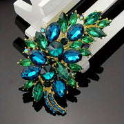 Zamonaviy Vintage Kristal Brosh Pin, Nozik Jacaranda Guli Dizayni va Porloq Rhinestone Aksentlari, Ayollar uchun Chic Sharf Klipi