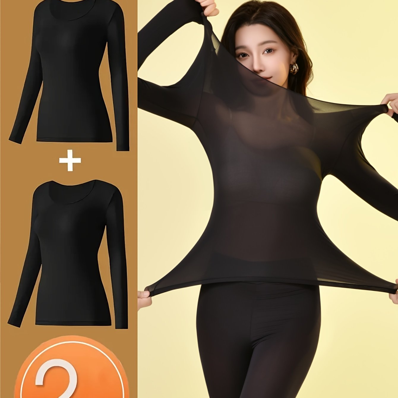 Women's Seamless Long Sleeve Shapewear Set with High Support and Elastic Pants for Autumn