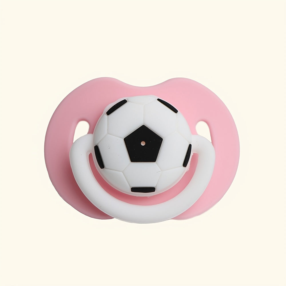 Silicone Soccer Ball Pacifier for Babies 0-6 Months, Washable, Gentle on Teeth in Red Blue Green Pink