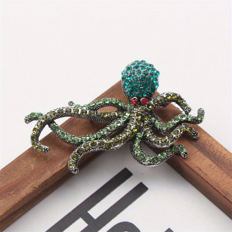 Брошь-осьминог с rhinestones, океанские украшения для женщин и мужчин