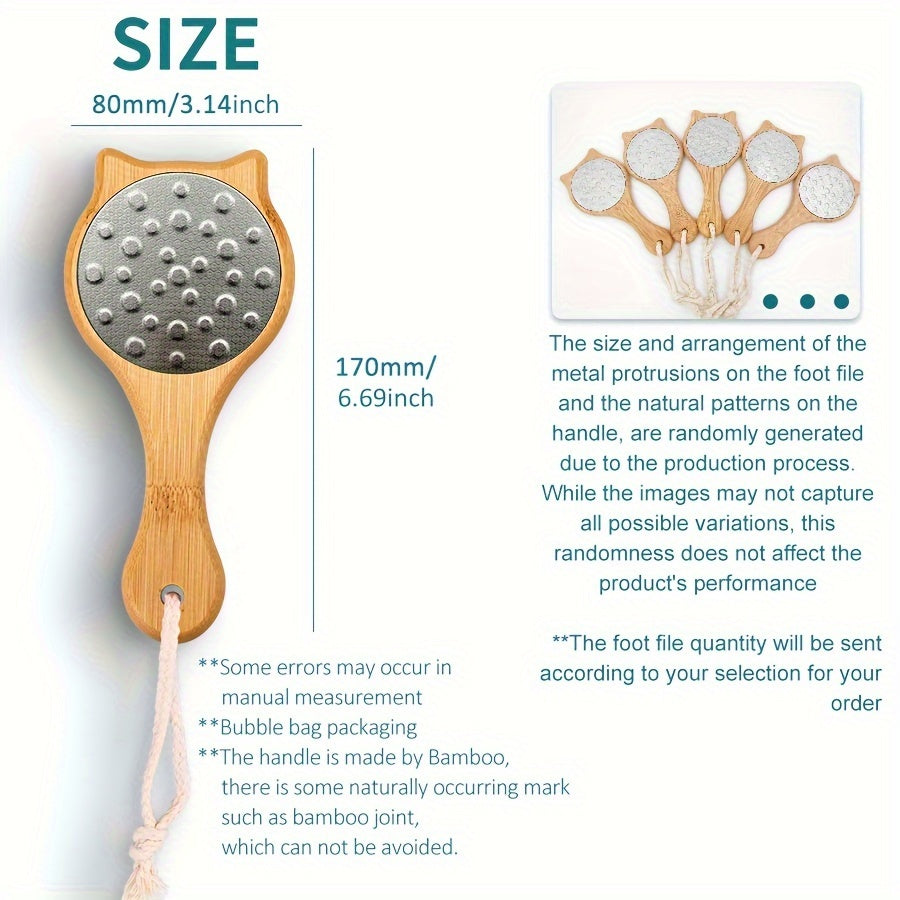 Lima de pies de doble cara con mango de bambú para eliminar callos y cuidado de pies 1 o 2 piezas