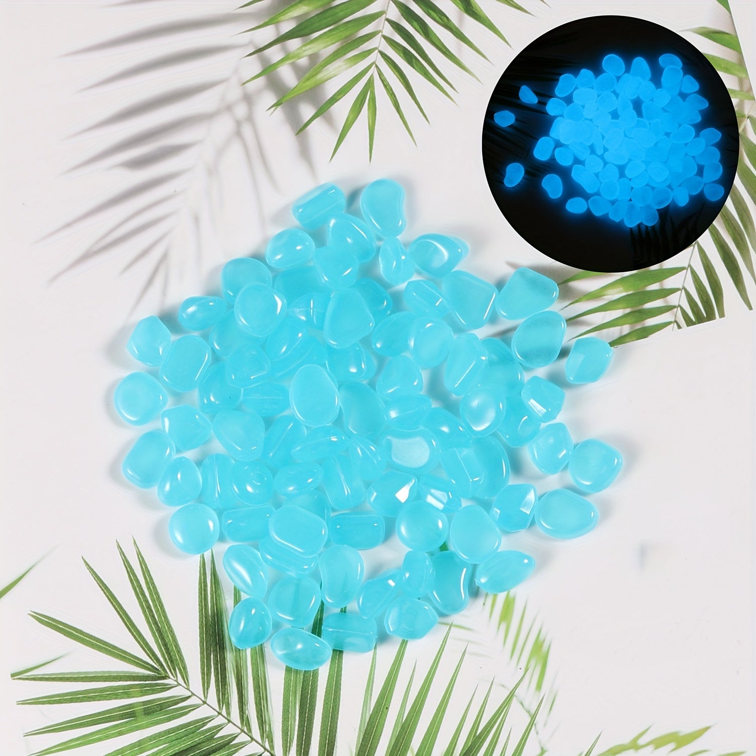 Glow in the Dark Plastic Garden Pebbles for Yard Walkways Aquarium Decor 0.76cm-0.99cm