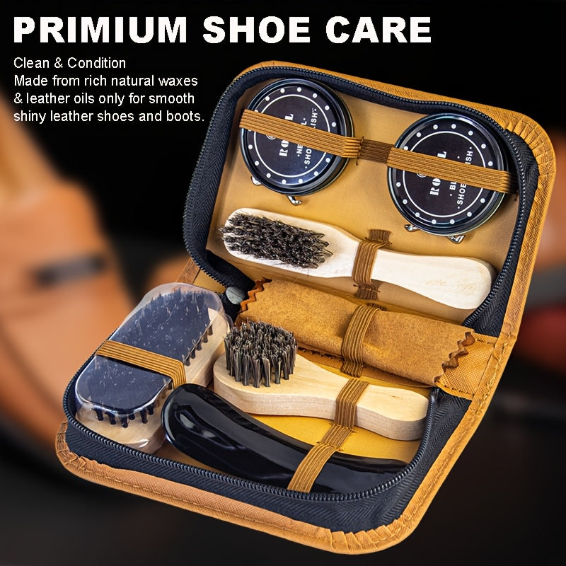 Shoe Cleaning Kit Set Leather Shoe Polish Brush Bag For Shoes & Bags