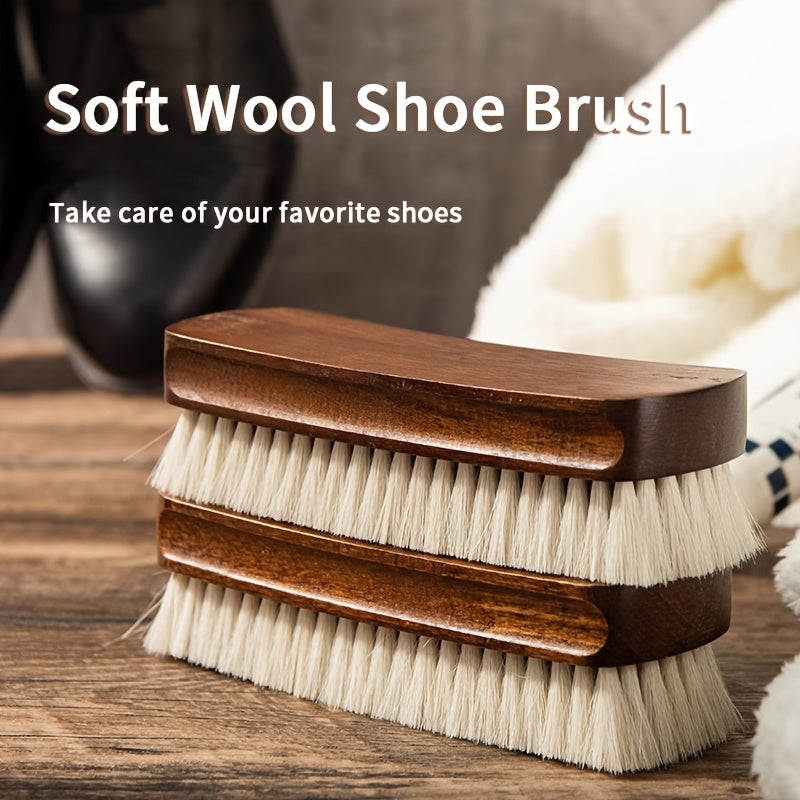 Unisex Wooden Shoe Brush Soft Bristles Leather Care Cleaner