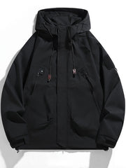 Erkaklar uchun mustahkam sport kurtkasi, fermuarlı cho'ntaklar bilan, bahor/kovak uchun tasodifiy nafas oladigan kapüşonli kurtka.