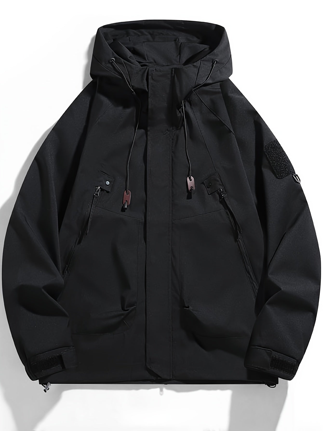 Erkaklar uchun mustahkam sport kurtkasi, fermuarlı cho'ntaklar bilan, bahor/kovak uchun tasodifiy nafas oladigan kapüşonli kurtka.