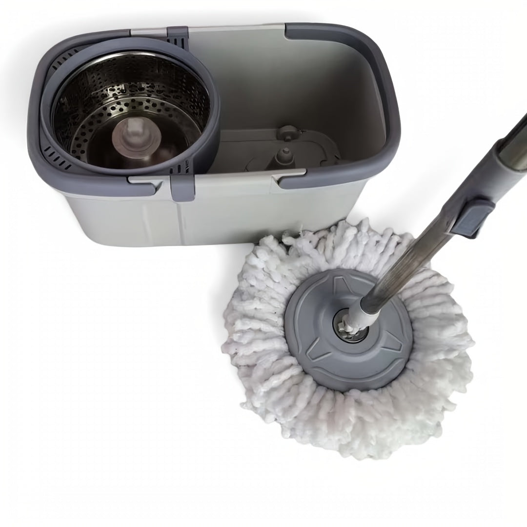 Oson polni tozalash uchun 1 dona Dual Drive Rotary Mop Setini oling. Bu to'plamda qo'lda yuvishni talab qilmaydigan Avtomatik Suvsizlantirish Kovuği mavjud. Bardoshli plastmassadan va zanglamaydigan po'latdan yasalgan Spin-Dry Round Bucket, bu