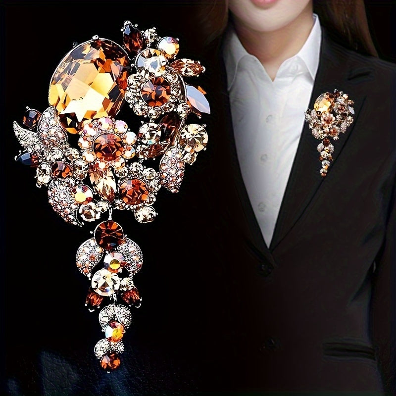 Women’s Vintage Tassel Brooch Rhinestone Corsage for Jackets Coat Pin Accessory