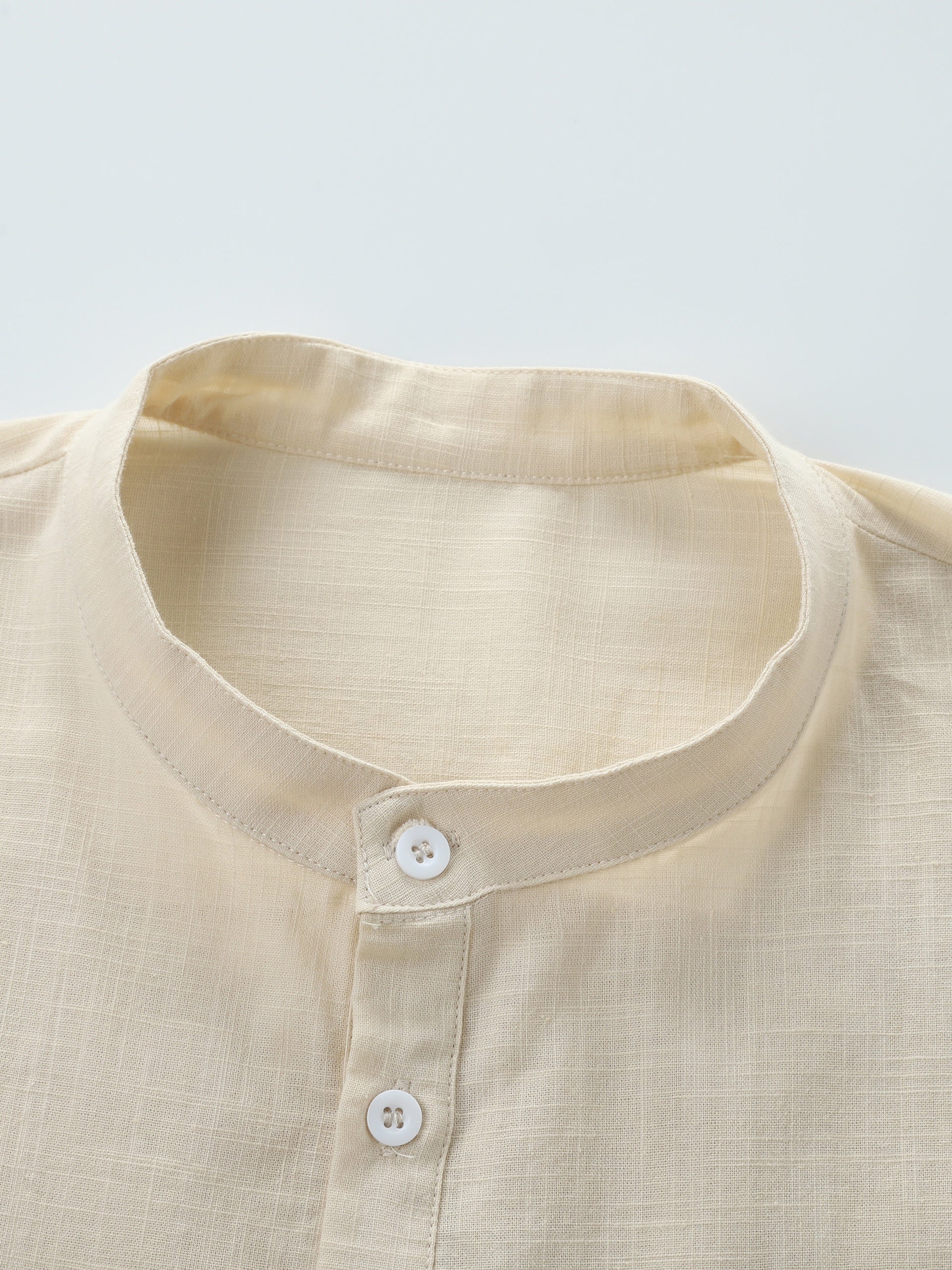 Plus Size Men's Cotton Henley Shirt Long Sleeve Casual Vacation Solid Color