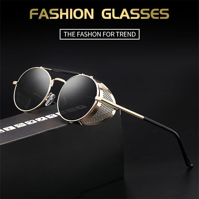 Vintage Circular Metal Steampunk Sunglasses for Men and Women UV Protection