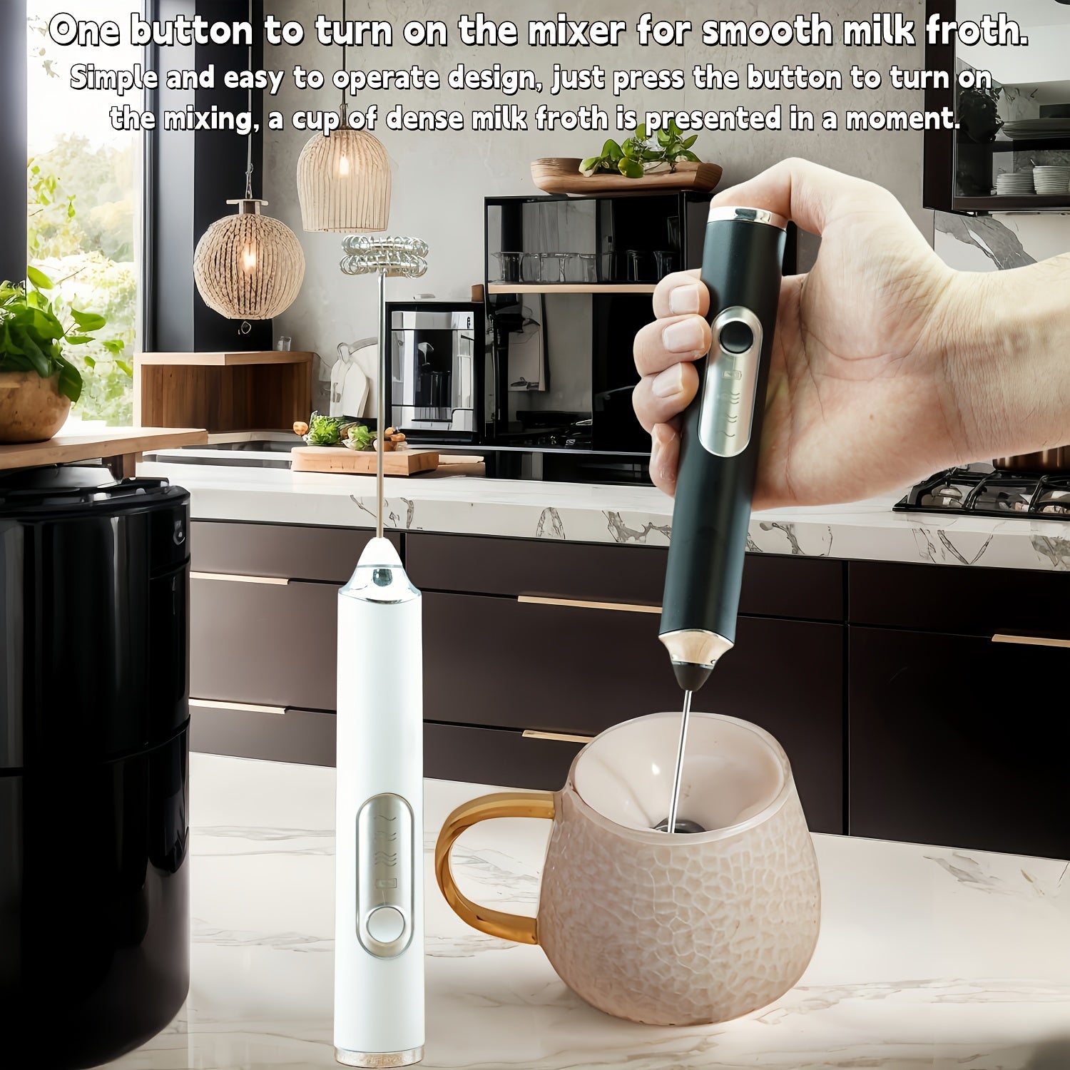 Espumador de leche inalámbrico, batidora eléctrica portátil, mini, de 3 velocidades, recargable, de acero inoxidable