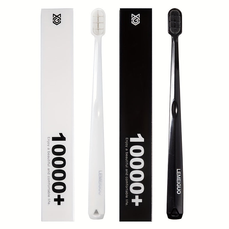 Manual Soft Bristle Toothbrush for Gentle Gum Care Black Handle Gray White Bristles