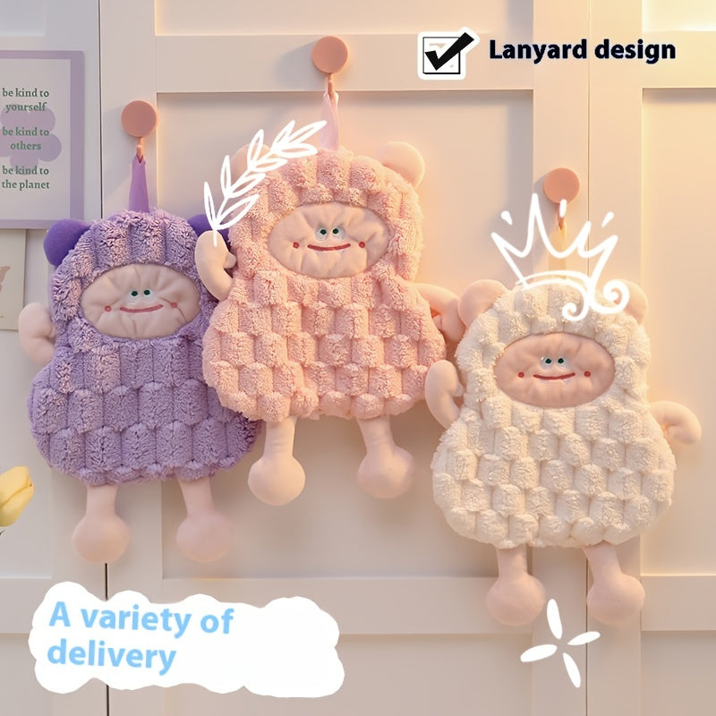 Cute Cartoon Coral Fleece Hand Towel Double-Layer Unscented Alcohol-Free for All Skin Types