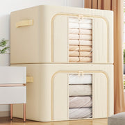 Storage Bins with Metal Frame and Clear Window for Winter and Spring Large Capacity Foldable Stackable Organizer