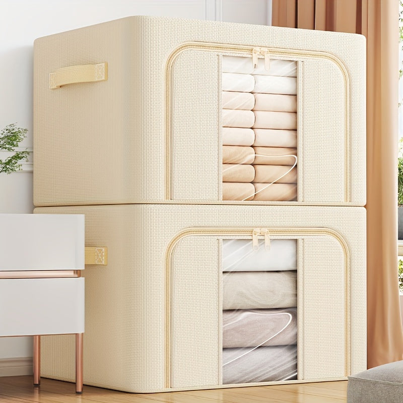 Storage Bins with Metal Frame and Clear Window for Winter and Spring Large Capacity Foldable Stackable Organizer