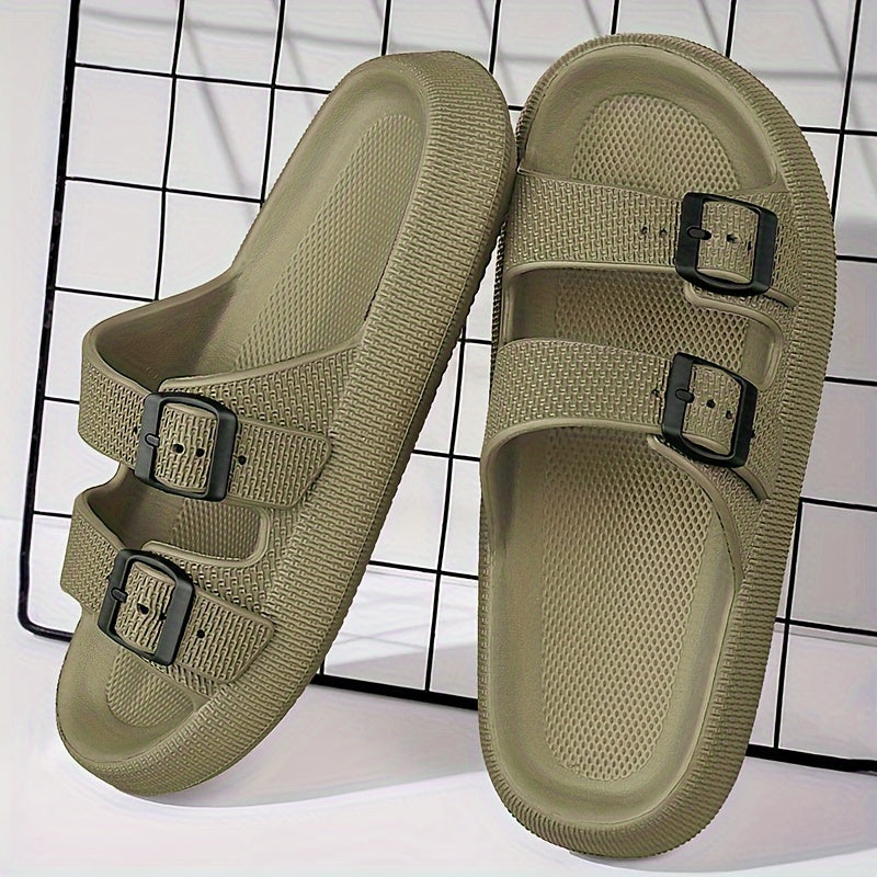Men's EVA Slides Casual Open Toe Slip On with Buckles for Indoor Outdoor Summer