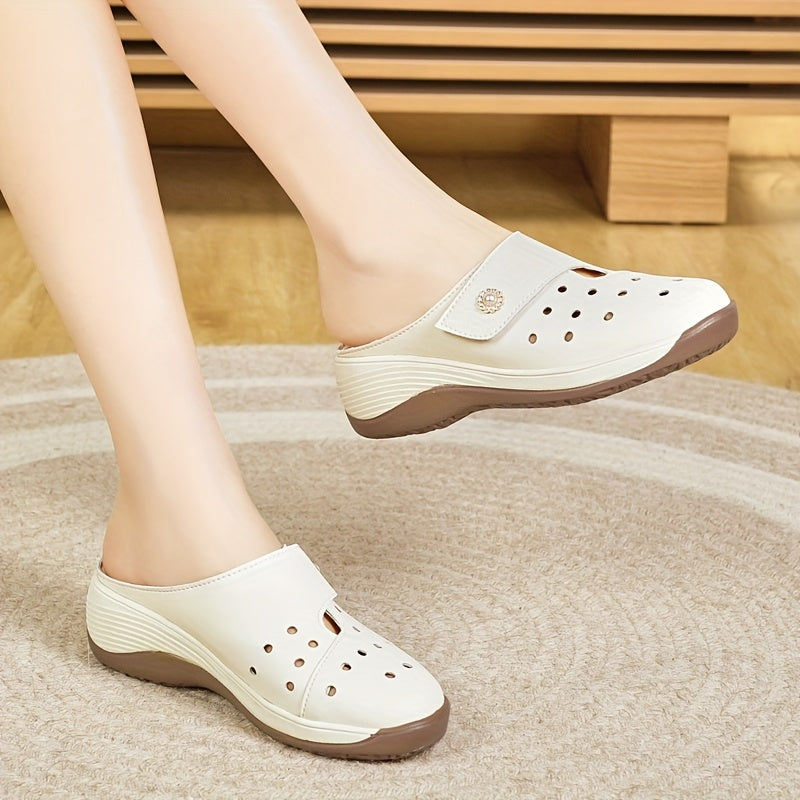 Women's Breathable PU Clogs with Non-Slip TPR Sole Casual Summer Shoes