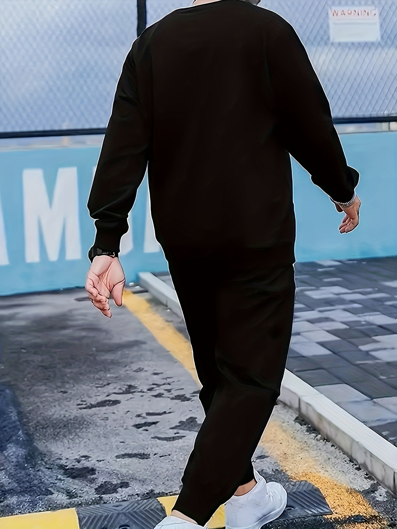 Men's Casual Polyester Letter Print Hoodie Set with Sweatshirt and Jogging Pants