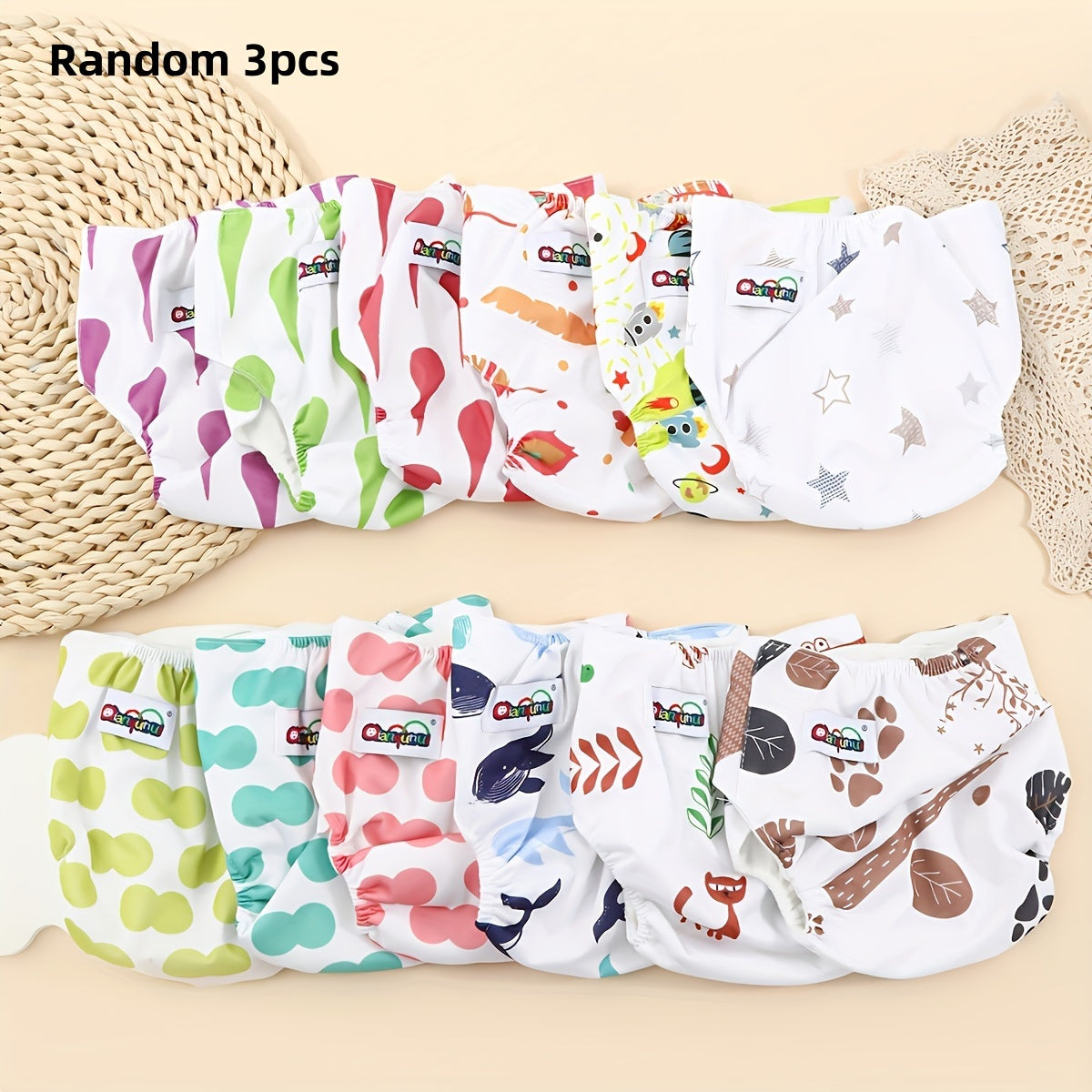 Paquete de 3 pañales de tela reutilizables de algodón para bebés y niños pequeños, pantalones de entrenamiento impermeables