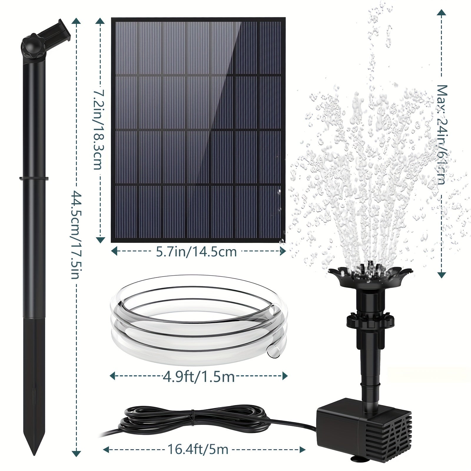 Solar-Powered Bird Bath Pump with Removable Photovoltaic Module for Garden Pond Pool