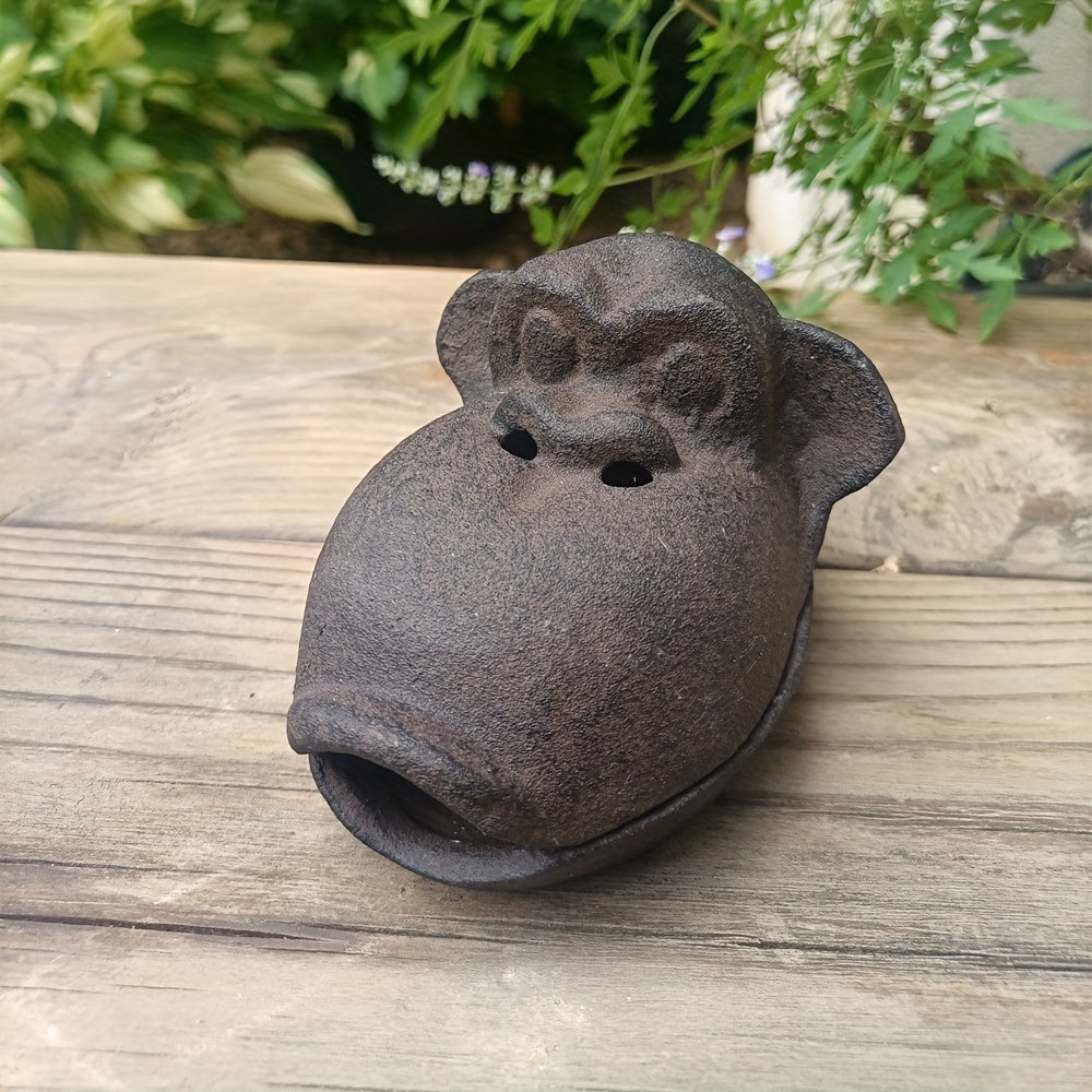 Vintage Cast Iron Monkey Ashtray with Lid - Unique Orangutan Design Outdoor Cigar Gift