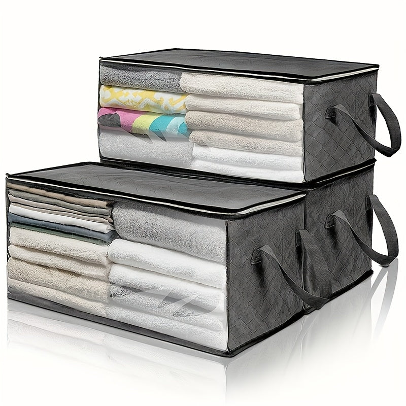 Foldable Storage Boxes with Transparent Window and Handles for Closet Dorm Home Organization