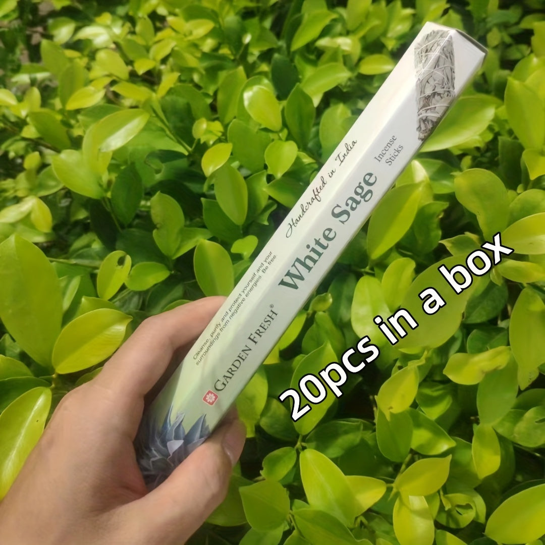 20 палочек ароматерапевтического ладана из белого шалфея для расслабления, позитива и улучшения сна - идеально подходит для дома, офиса, йоги и медитации.