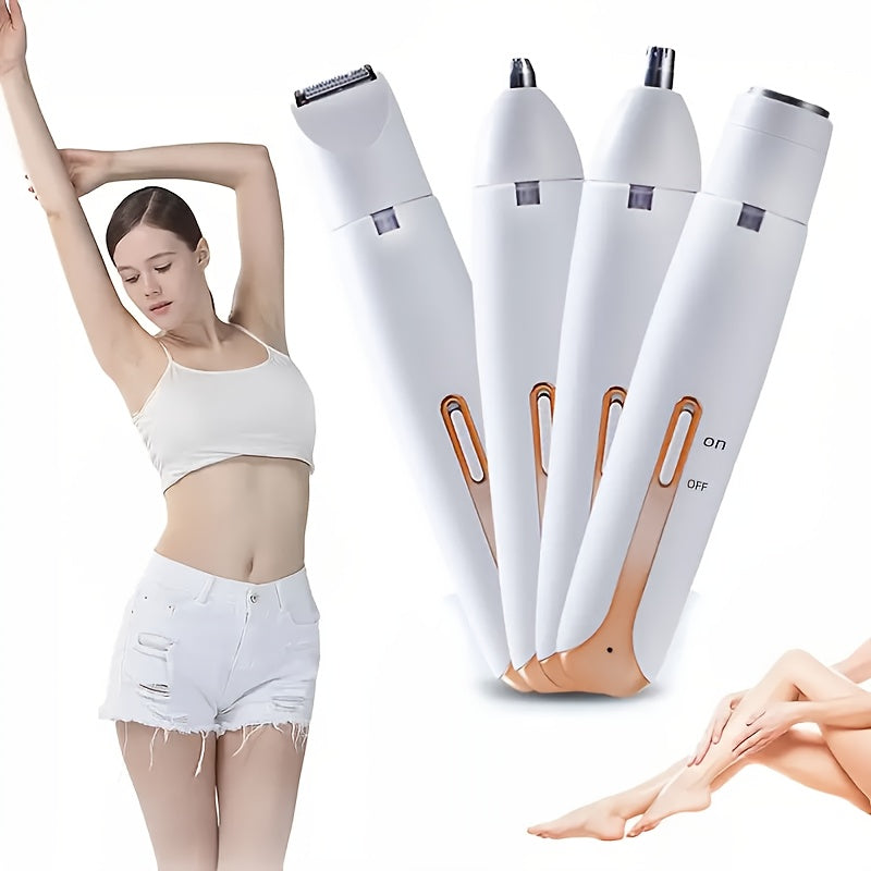 Women's 4-in-1 Electric Epilator Set USB Rechargeable Gentle Portable for Brows Face Legs