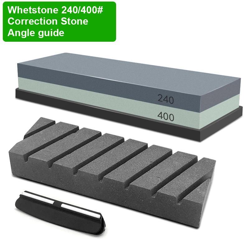Набор для заточки кухонных ножей из 3 предметов с точильным камнем и деревянной подставкой