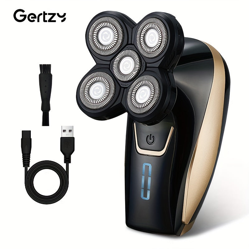 Men's Cordless Electric Head Shaver Wet Dry Rotary 5 Floating Heads