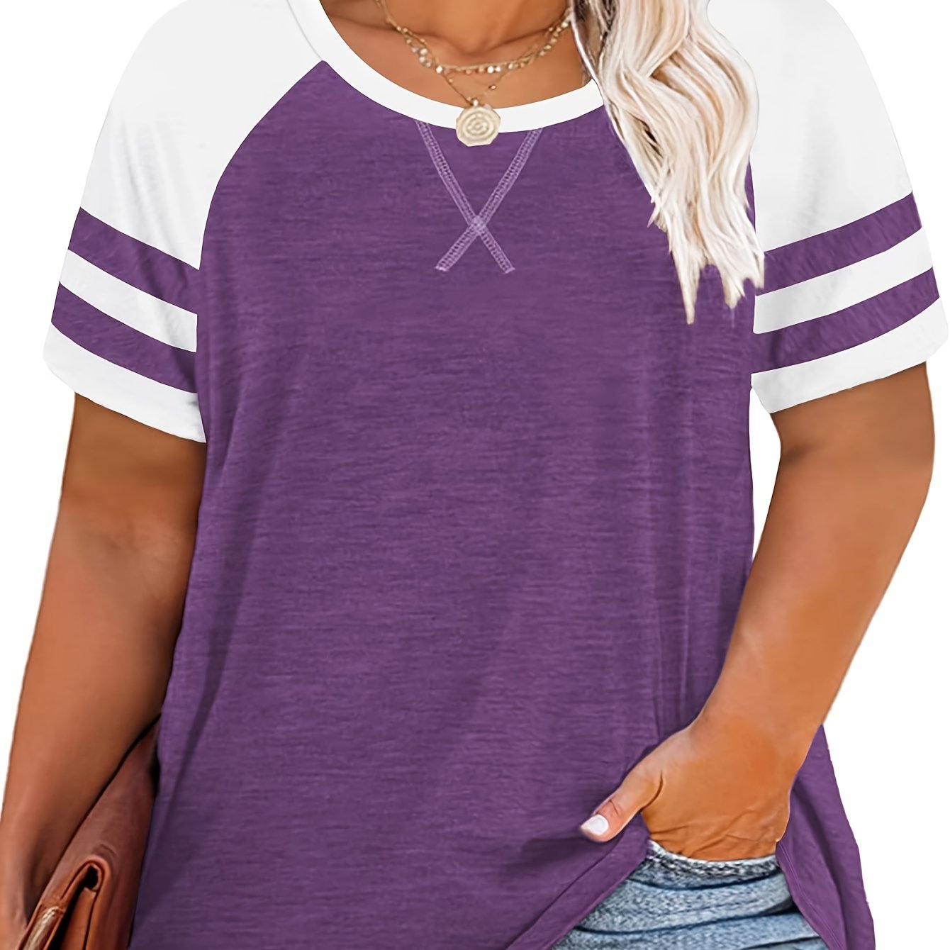 Plus-Size Women Casual Summer Sleeveless Top Light Pink White Stripes