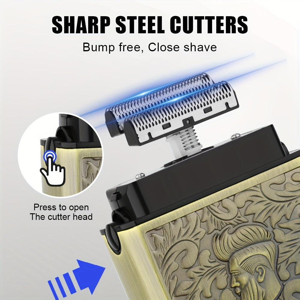 Afeitadora eléctrica recargable por USB con batería de larga duración, cuchillas dobles de acero inoxidable, fácil de limpiar, perfecta para afeitar y cuidado personal