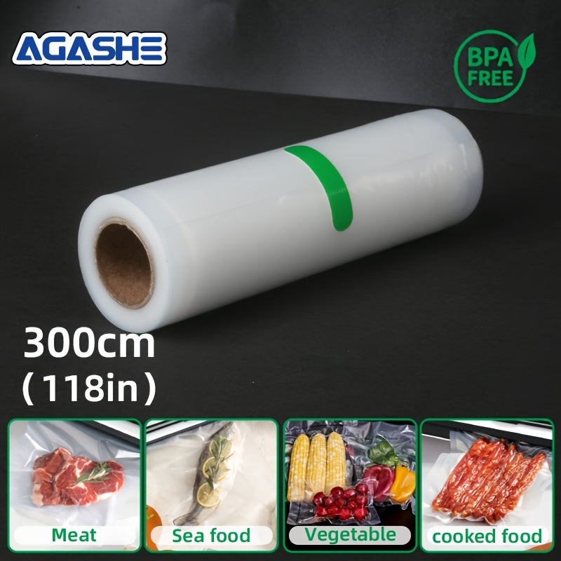 Vakuum Sealer Roll, 300cm (118.11in) uzunlikdagi mustahkam PE+PA materialidan tayyorlangan, oziq-ovqatni uzoqroq saqlashga yordam beradi va ko'pgina mashinalar bilan mos keladi. Uy oshpazlari va taom tayyorlash uchun ideal.