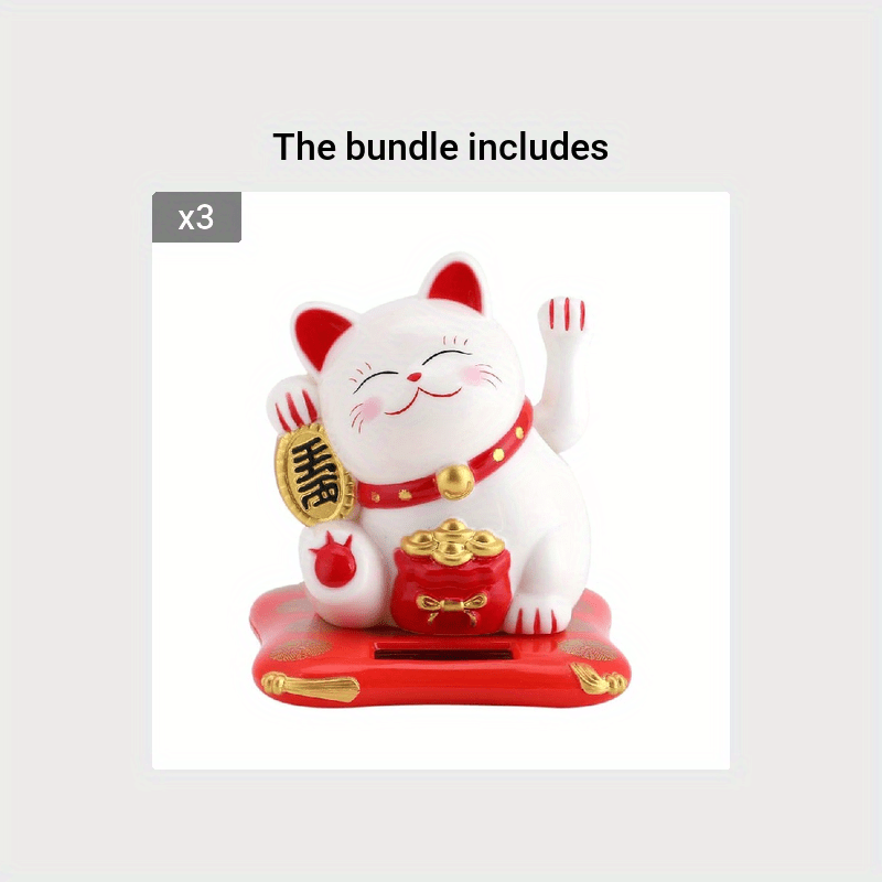 Lucky Beckoning Cat Decor Solar Waving Wealth Cat for Shop Home Car