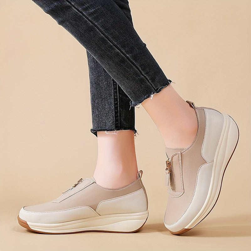 Women's Casual Wedge Sneakers Flat-Sole Walking Shoes Platform Shoes