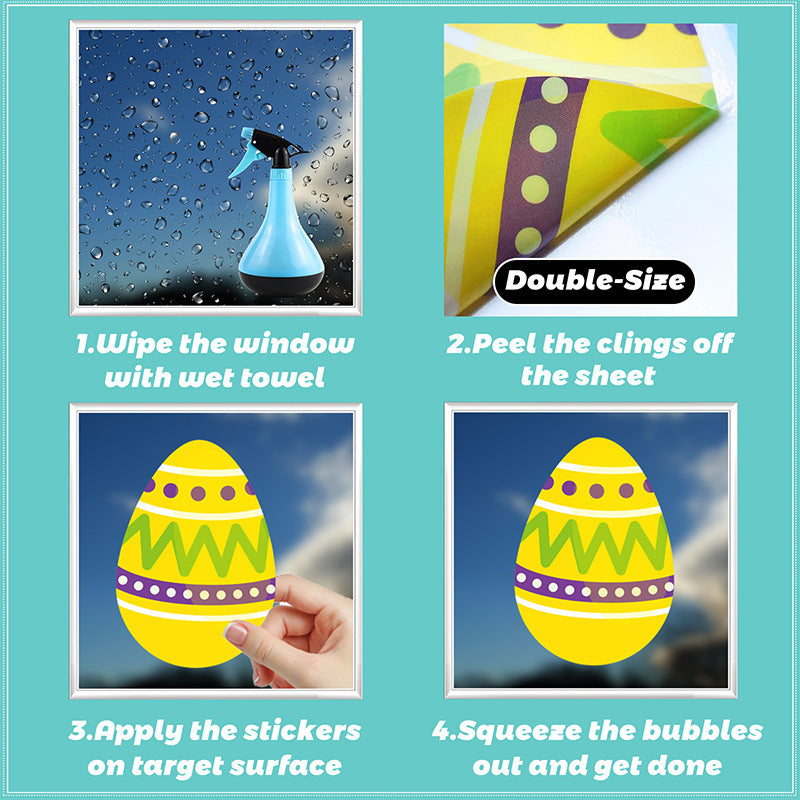 Easter Egg Window Clings 9 Sheets Battery-Free Easy to Apply Party Decor