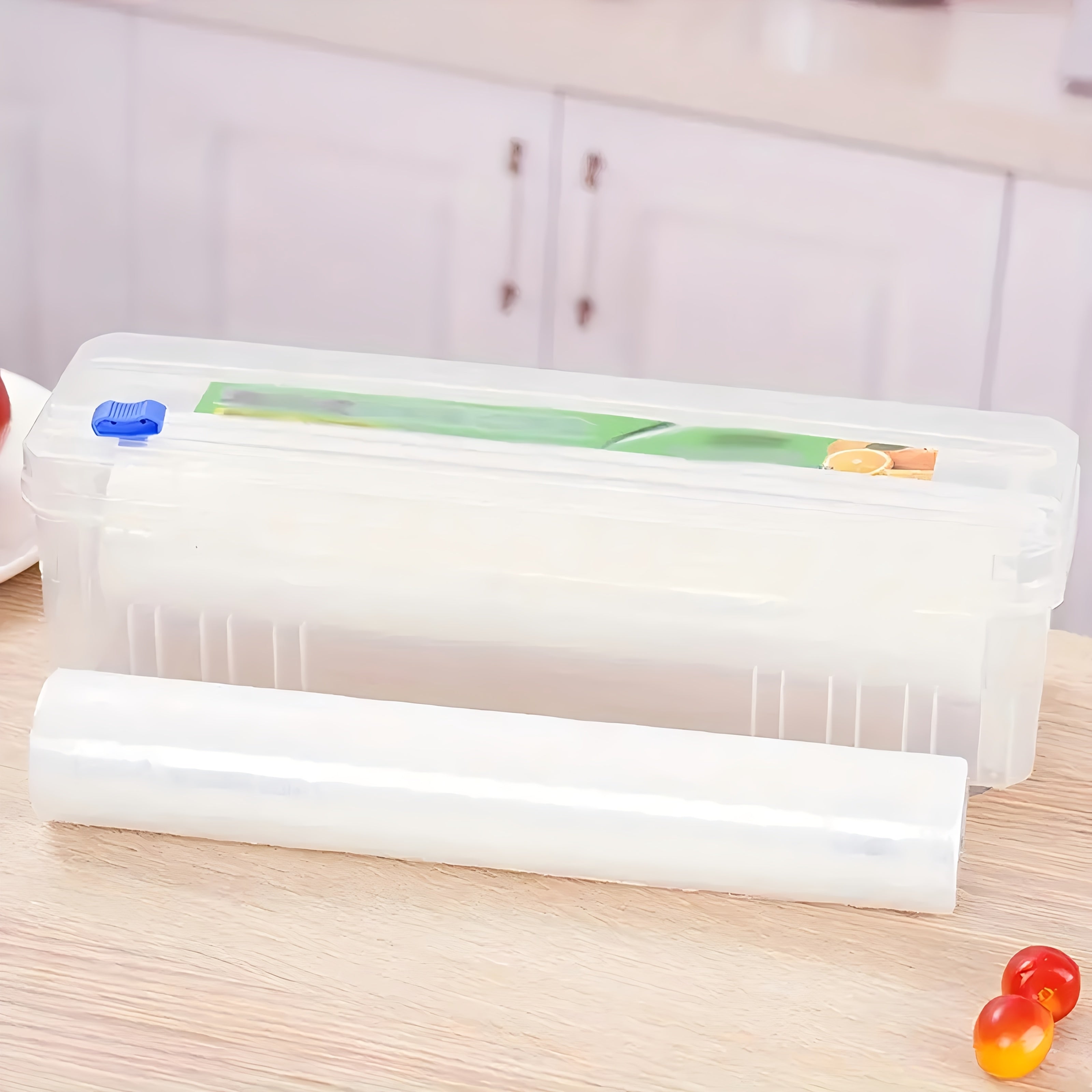 Plastic Wrap Cutter with Built-In Slicer for Kitchen Office Home Organization