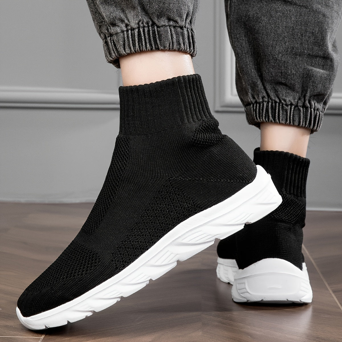 Women's High Top Sneakers Breathable Lightweight Slip-On Casual Shoes