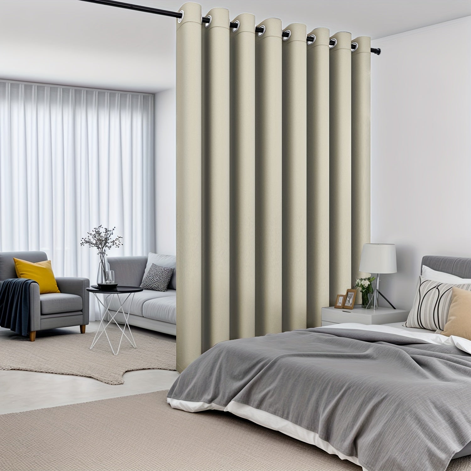 Blackout Privacy Room Divider Curtain Water-Resistant Polyester Grommet Top