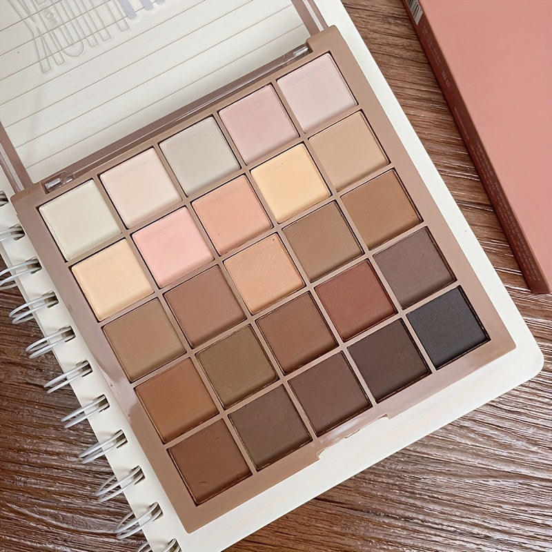 K'APEINE 25-Color Eyeshadow Palette: Matte & Shimmer finishes, Waterproof, Highly Pigmented in Orange-Brown Nude Shades.