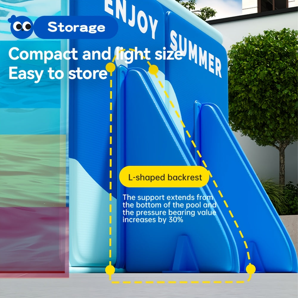 Collapsible PVC Inflatable Pool for Backyard Family Fun Easy Setup No Maintenance