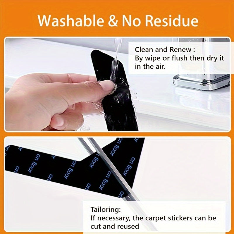 4/8pcs Black Silicone Non-Slip Rug Pads for Carpet Grip and Anti-Curl Backing