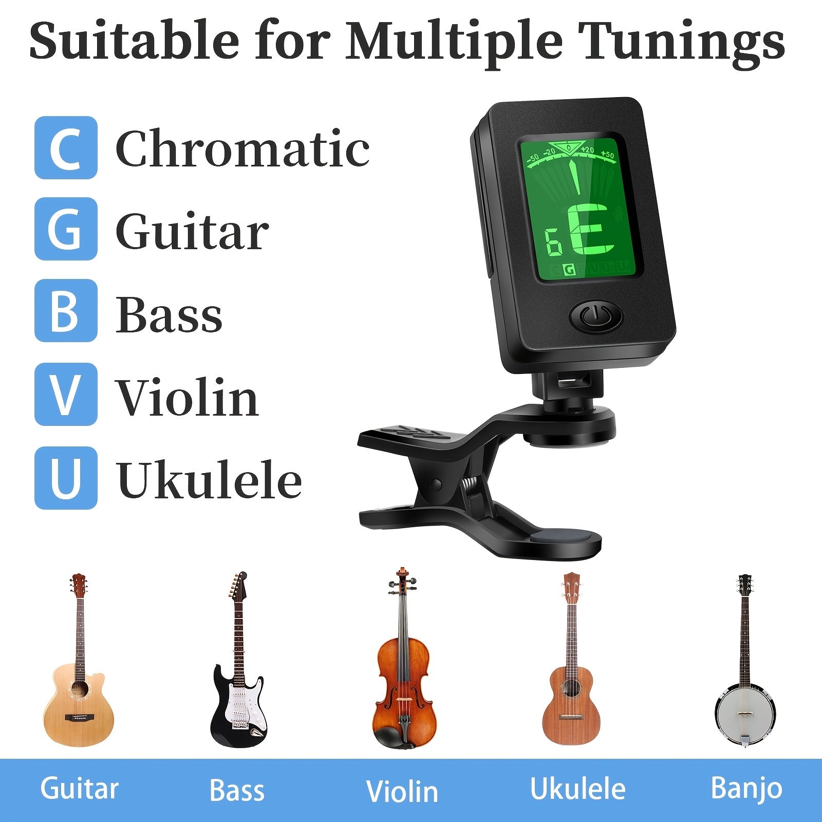 Guitar Tuner Set with Picks Capo and Clip-On Chromatic Tuner for Guitar Violin Bass Ukulele